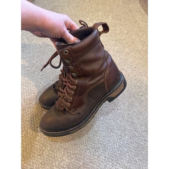 Tony Lama Harlingen work boot brown leather Mens 8.5 Womens 10 - Picture 5 of 8